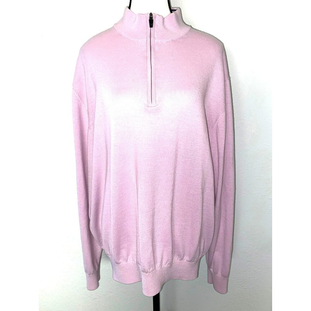 Fennec Highly Evolved Merino Wool Blend Pink 1/4 Zip Golf  Sweater Size XL
